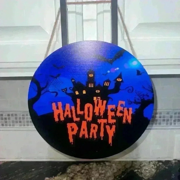 Halloween Party door Hanger Decor / Blue, Orange, & Black - Picture 2 of 8
